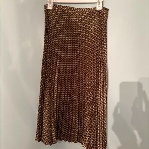 Banana Republic Pleated Midi Skirt - Brown Geometric Print Size 6